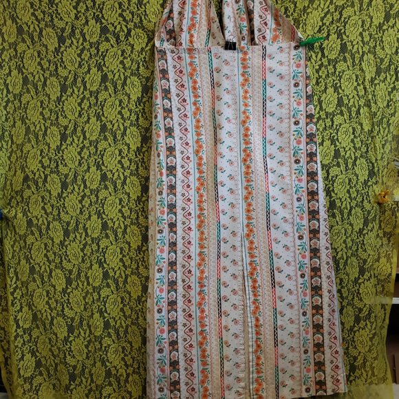 OOAK Vintage Floral Handmade Open Back Halter Farmer's Market Maxi Sundress - Picture 6 of 10